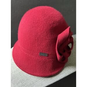 Betmar New York Wool Blend Hat Red Vintage Cloche Cap Retro Career Art To Wear